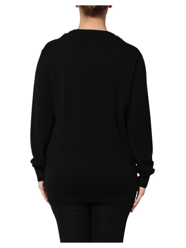 Dolce & Gabbana Dolce & Gabbana Women's Black Cashmere Crystal Embellished Sweater - 3