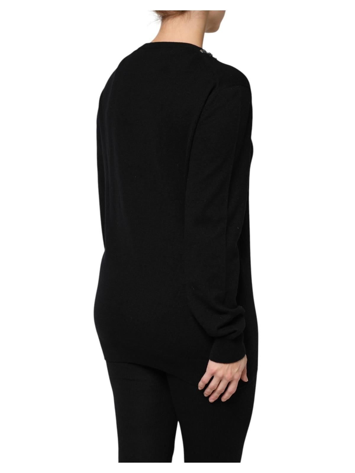 Dolce & Gabbana Dolce & Gabbana Women's Black Cashmere Crystal Embellished Sweater - 4