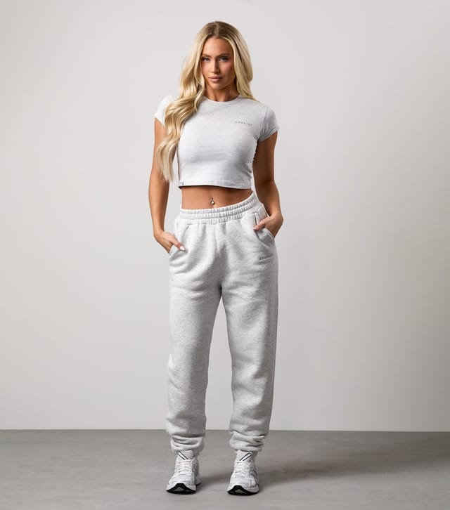Gym King Women's Pale Grey Logo Embroidered Crop Top Gym King New Look - 2