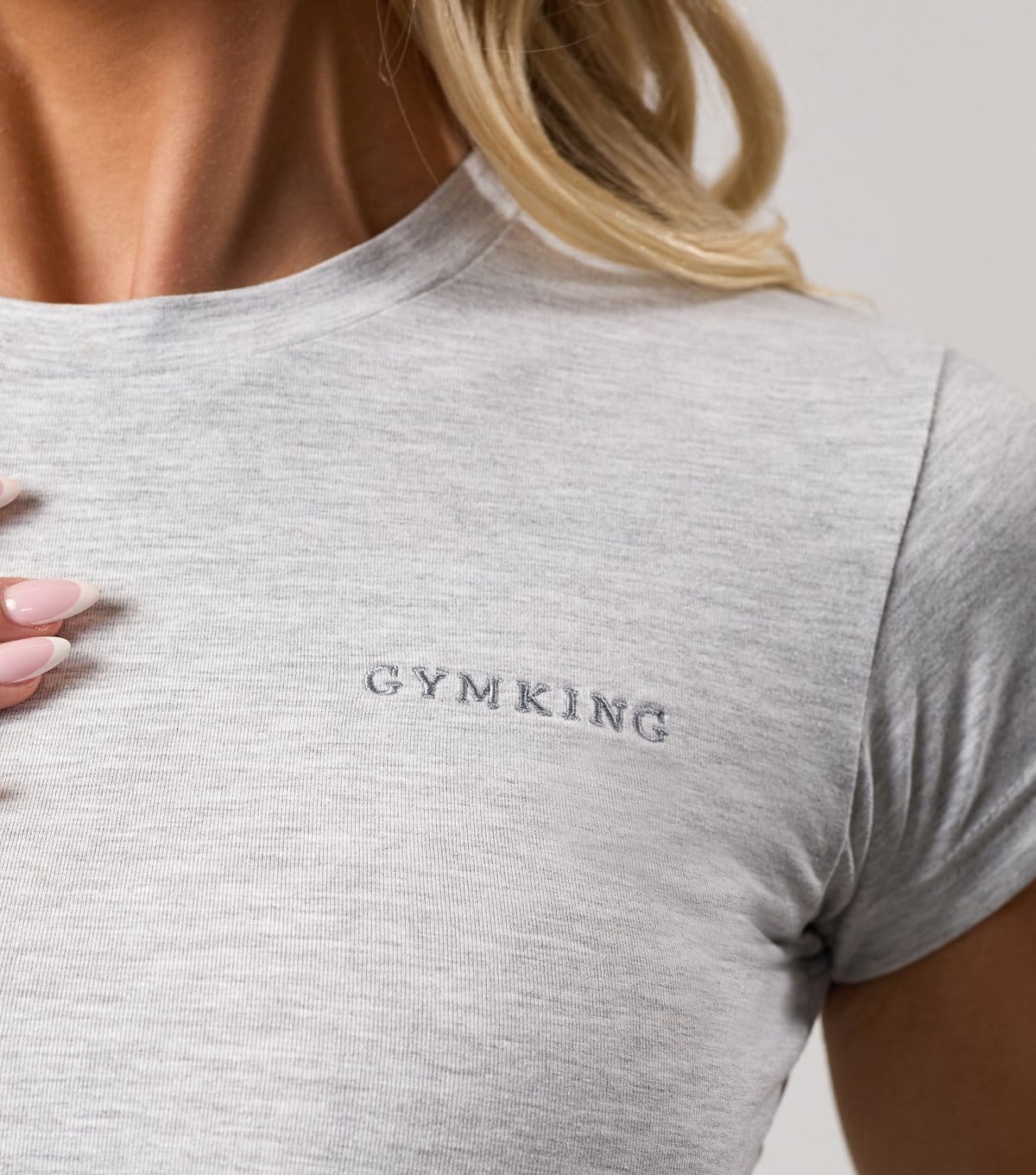Gym King Women's Pale Grey Logo Embroidered Crop Top Gym King New Look - 4