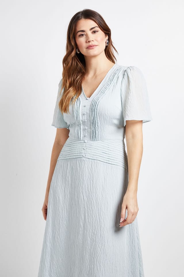 Wallis Wallis Women's Pintuck Detail Button Midi Dress in Mint - 2