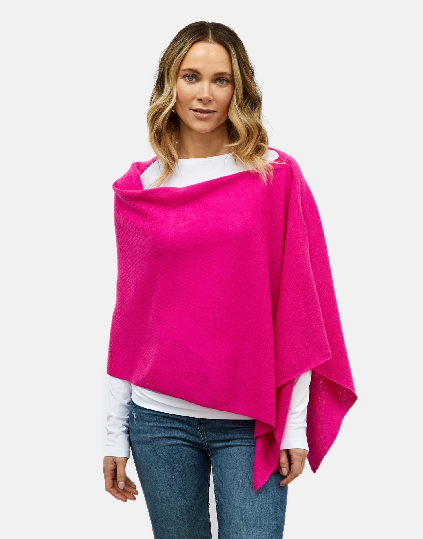 Cove Cove Women's Lucy 4-way Cashmere Poncho in Bright Pink - 2
