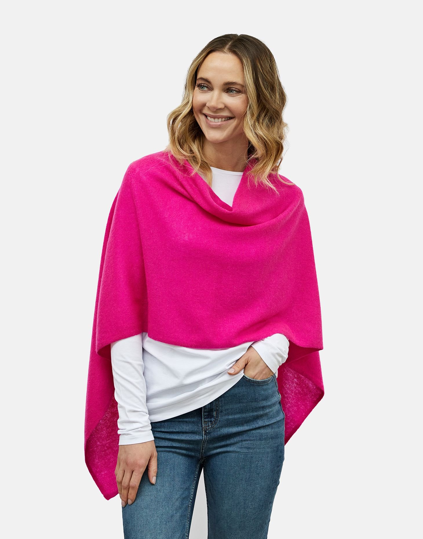 Cove Cove Women's Lucy 4-way Cashmere Poncho in Bright Pink - 3