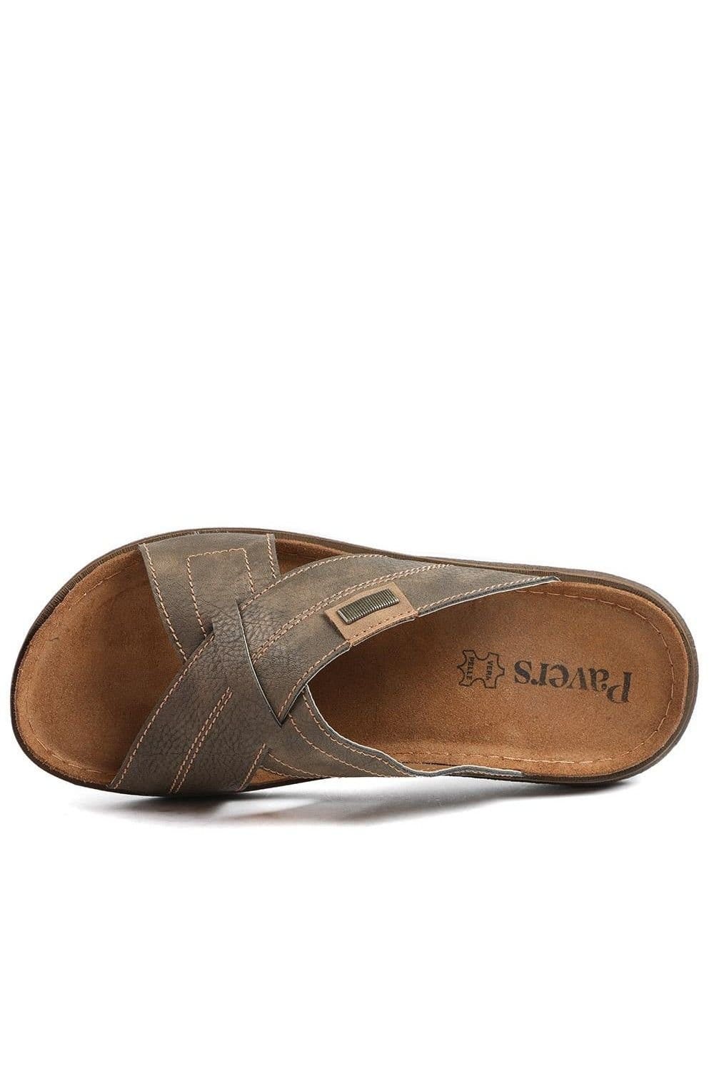 Pavers Pavers Men's Cross Strap Comfort Slip On Sandals in Brown - 4