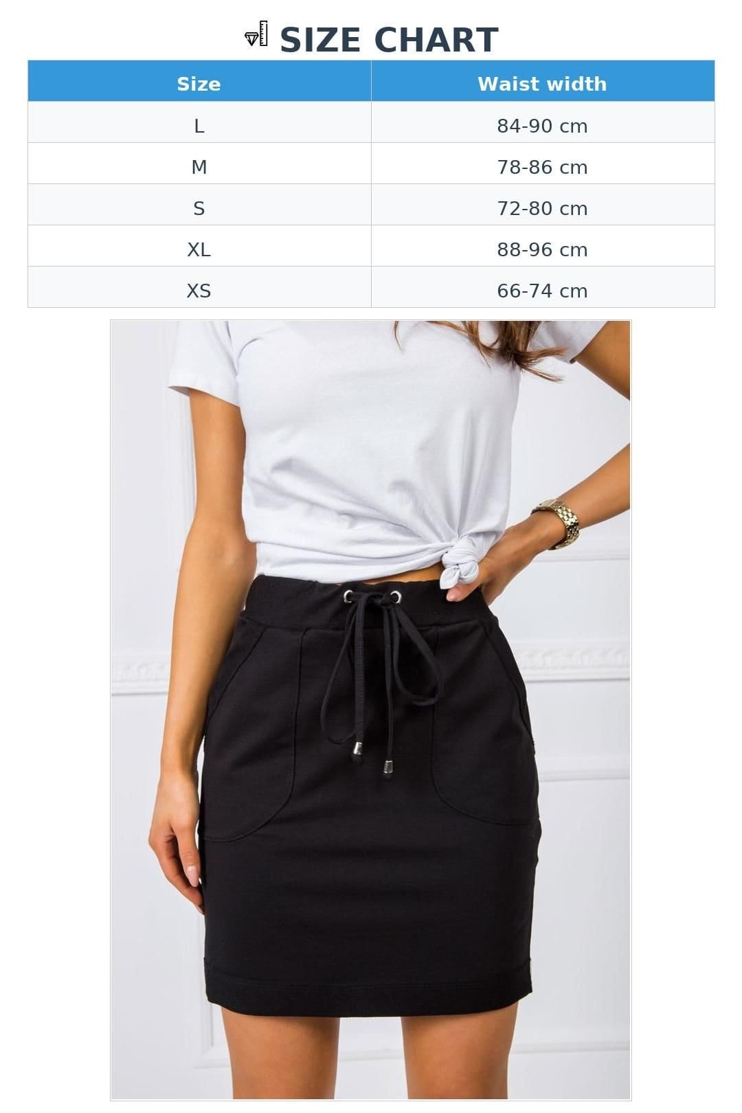 Love Lace Love Lace Women's Cotton Knit Sweatshirt Mini Skirt with Tie Waist in Black - 4