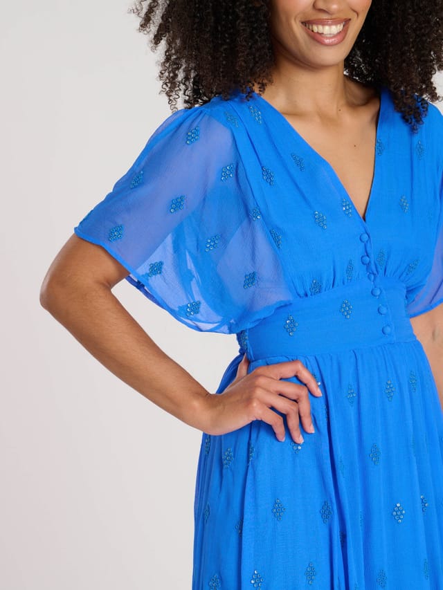 South Beach South Beach Women's Sequin Detail Button Detail Maxi Dress in Blue - 2
