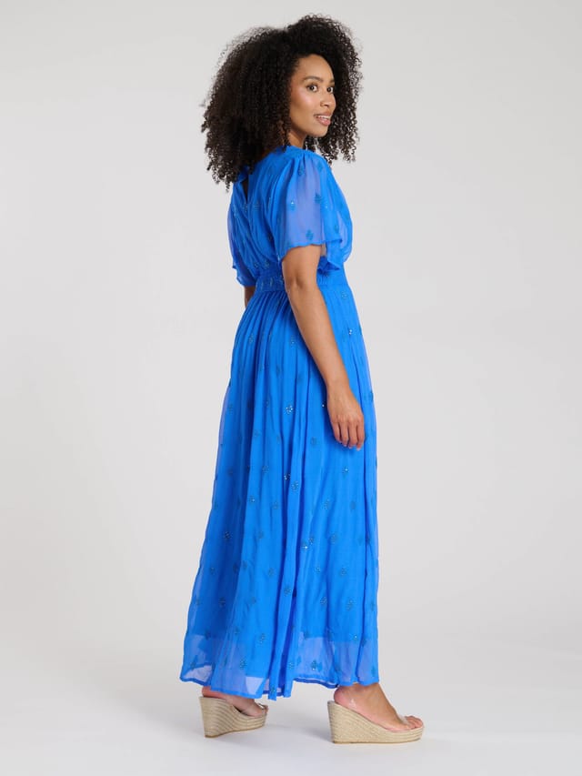 South Beach South Beach Women's Sequin Detail Button Detail Maxi Dress in Blue - 3