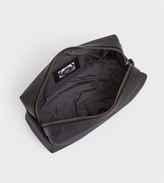 OSPREY LONDON OSPREY LONDON Men's The Small Grantham Waxed Canvas & Leather Washbag in Black - 3