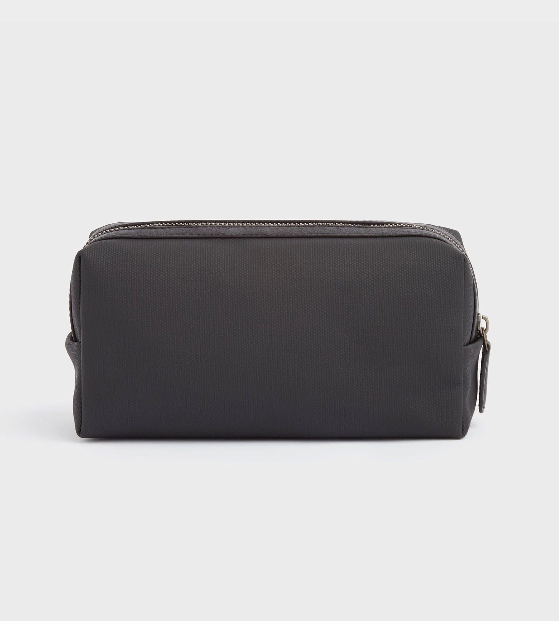 OSPREY LONDON OSPREY LONDON Men's The Small Grantham Waxed Canvas & Leather Washbag in Black - 4
