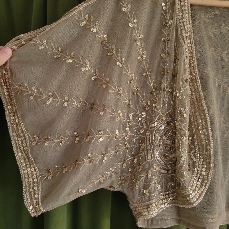 Topshop Topshop Embellished Shrug Bolero Cardigan Size UK 10 12 Gold Sequin Beaded Mesh Party New NWT