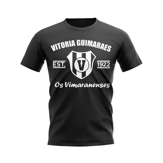Vitoria Guimaraes Vitoria Guimaraes Men's Personalised Established Football T-Shirt in Black - 2