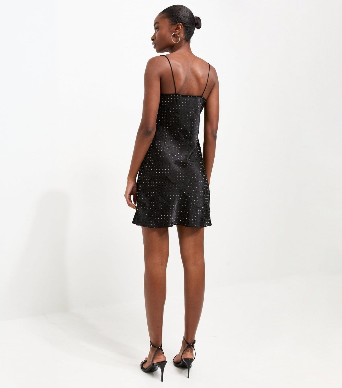 New Look Women's Black Satin Gem Embellished Cowl Neck Mini Dress New Look - 4