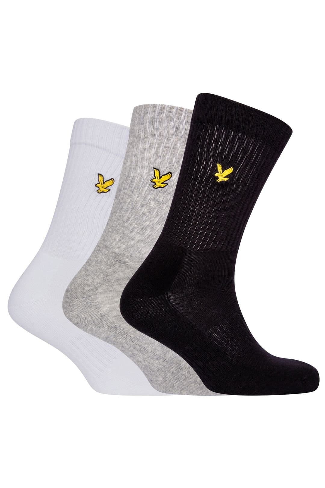 Lyle & Scott Lyle & Scott Men's Hamilton 3 Pack Sports Socks Black / Grey Marl / Bright White