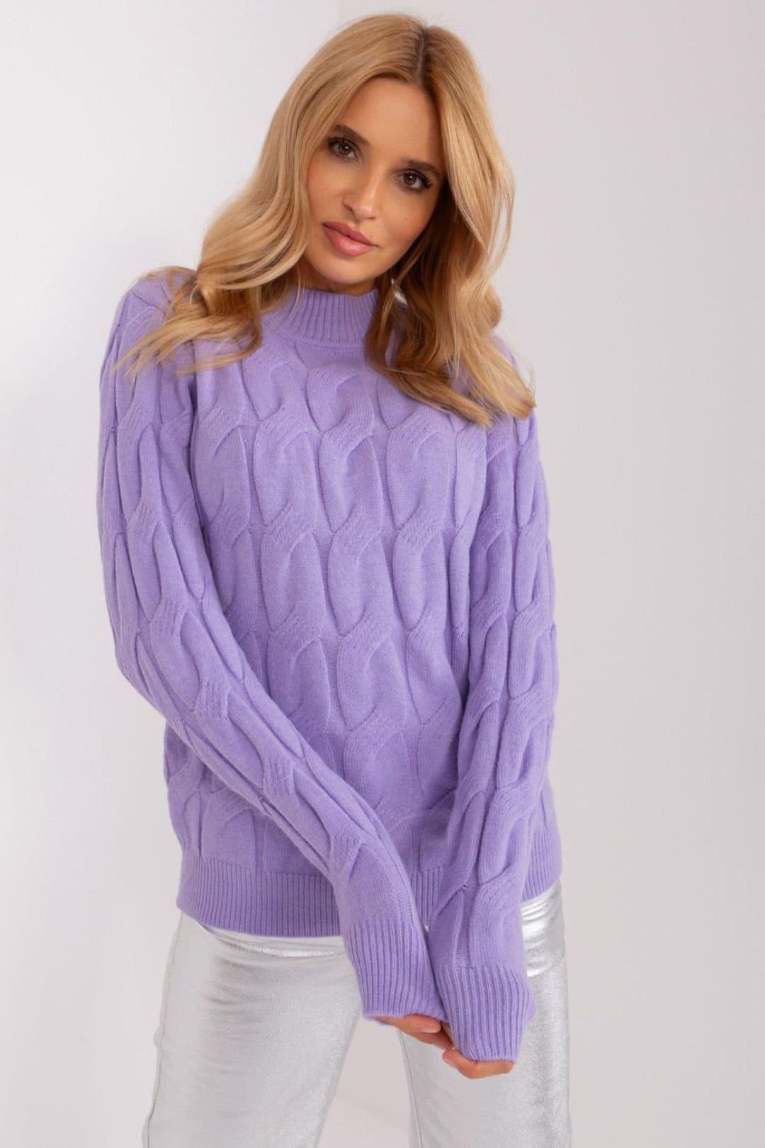 Love Lace Love Lace Women's Textured Half Turtleneck Long Sleeve Sweater Style 187569 in Violet