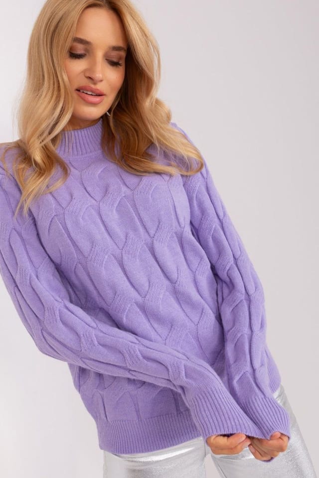 Love Lace Love Lace Women's Textured Half Turtleneck Long Sleeve Sweater Style 187569 in Violet - 2