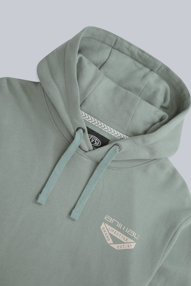 Animal Animal Men's 'River' Lightweight Casual Long Sleeve Soft Cotton Graphic Hoodie in Pale Green - 3