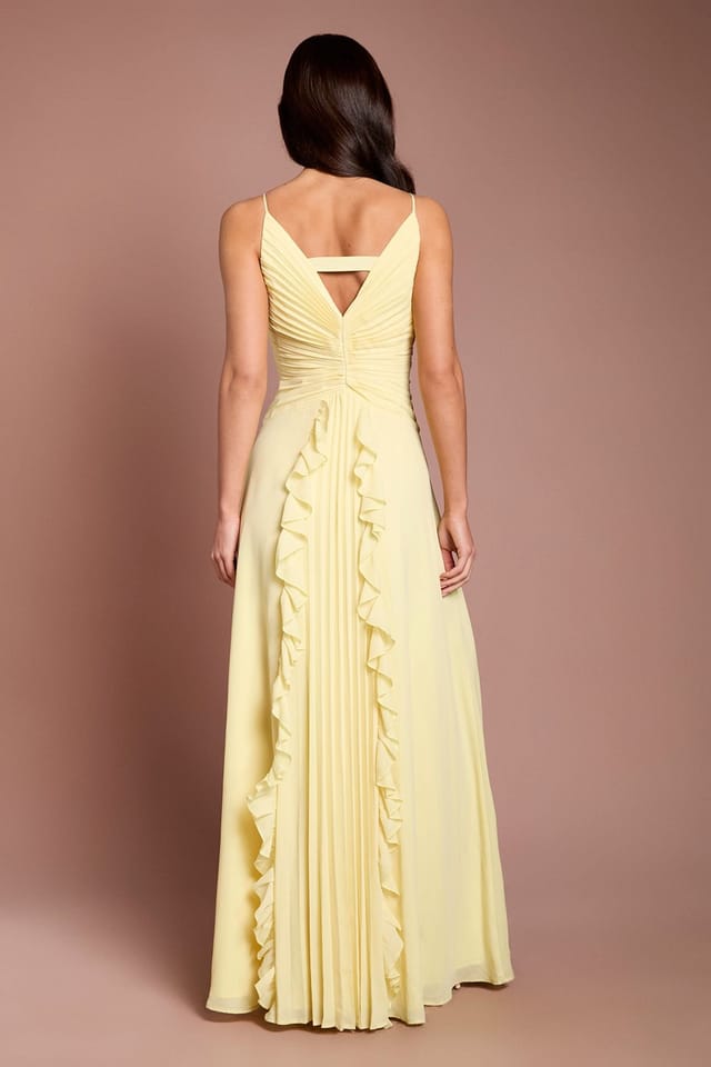Coast Coast Women's Pleat Detail V Neck Bridesmaid Maxi Dress in Lemon - 3