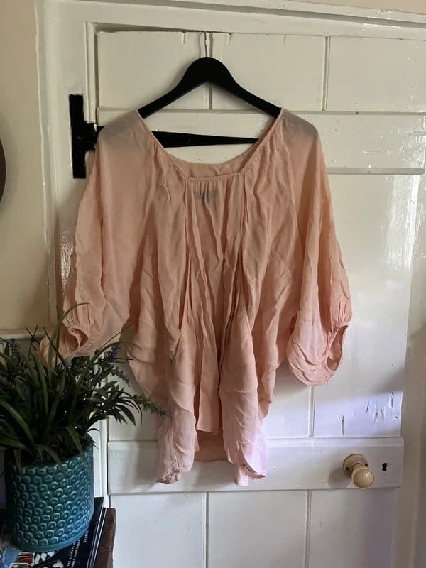 Topshop Rose Chiffon Pleated Sleeve Tunic Blouse Top