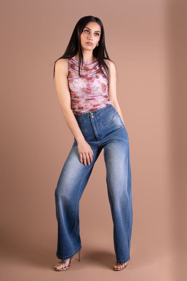 BALOU BALOU Women's High Waist Tailored Jeans in Mid Blue - 3