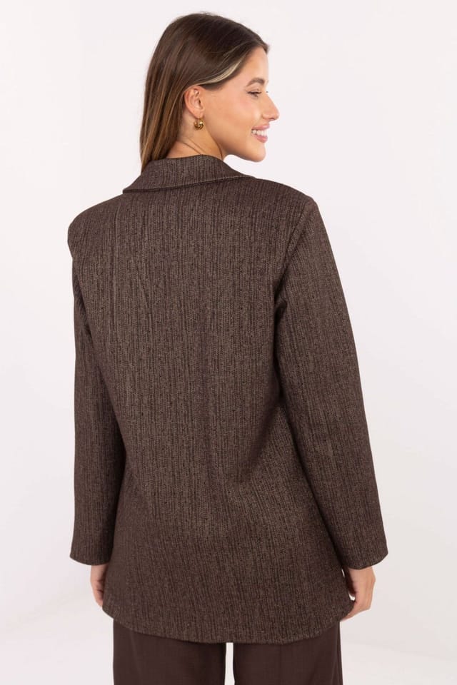Love Lace Love Lace Women's Timeless Elegant Tailored Blazer with Brooch in Brown - 3