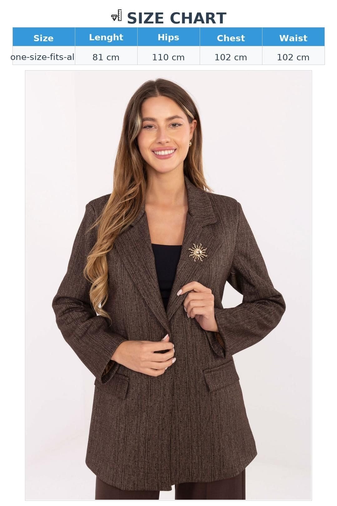 Love Lace Love Lace Women's Timeless Elegant Tailored Blazer with Brooch in Brown - 4