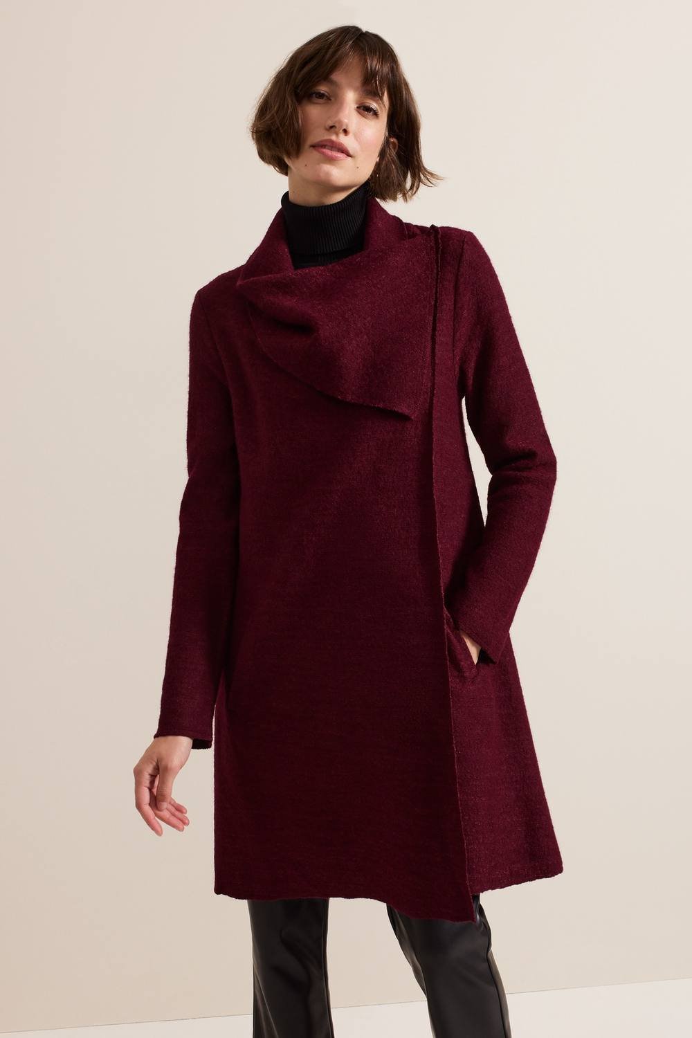 Phase Eight Phase Eight Women's Bellona Knit Coat in Wine - 3