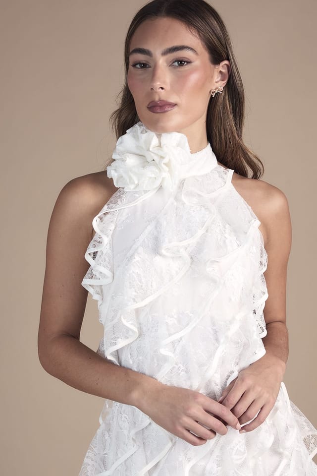 Coast Coast Women's Lace Frill Mini Bridal Dress in Ivory - 2