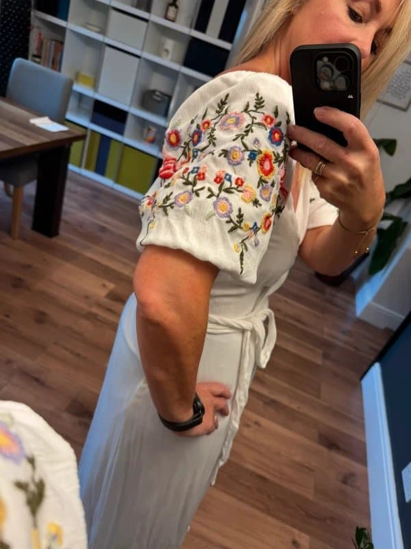 Never Fully Dressed Never Fully Dressed Cotton Meadow Embroidered Wrap Dress Size 10