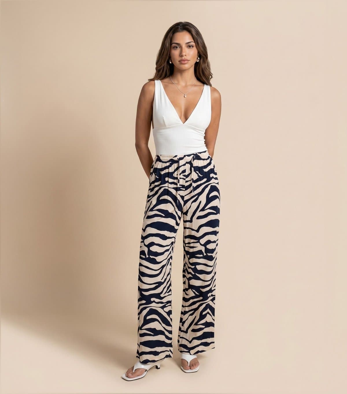 Urban Bliss Women's Navy Zebra Trousers Urban Bliss New Look