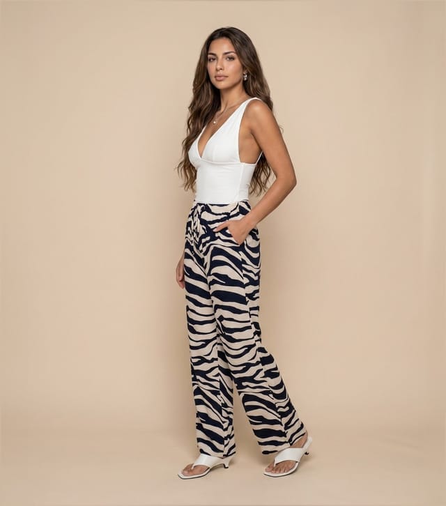 Urban Bliss Women's Navy Zebra Trousers Urban Bliss New Look - 2