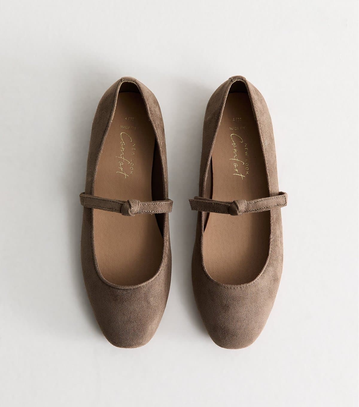 New Look Women's Wide Fit Light Brown Faux Suede Knot Mary Jane Pumps Vegan New Look