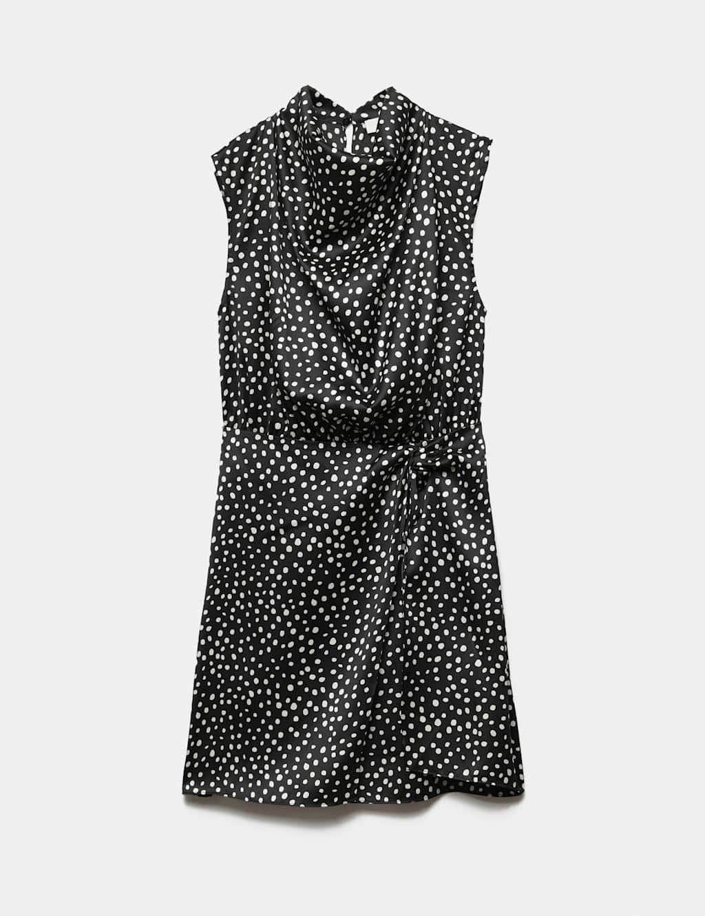 Marks & Spencer M&S Satin Polka Dot Mini Bodycon Dress Black Mix