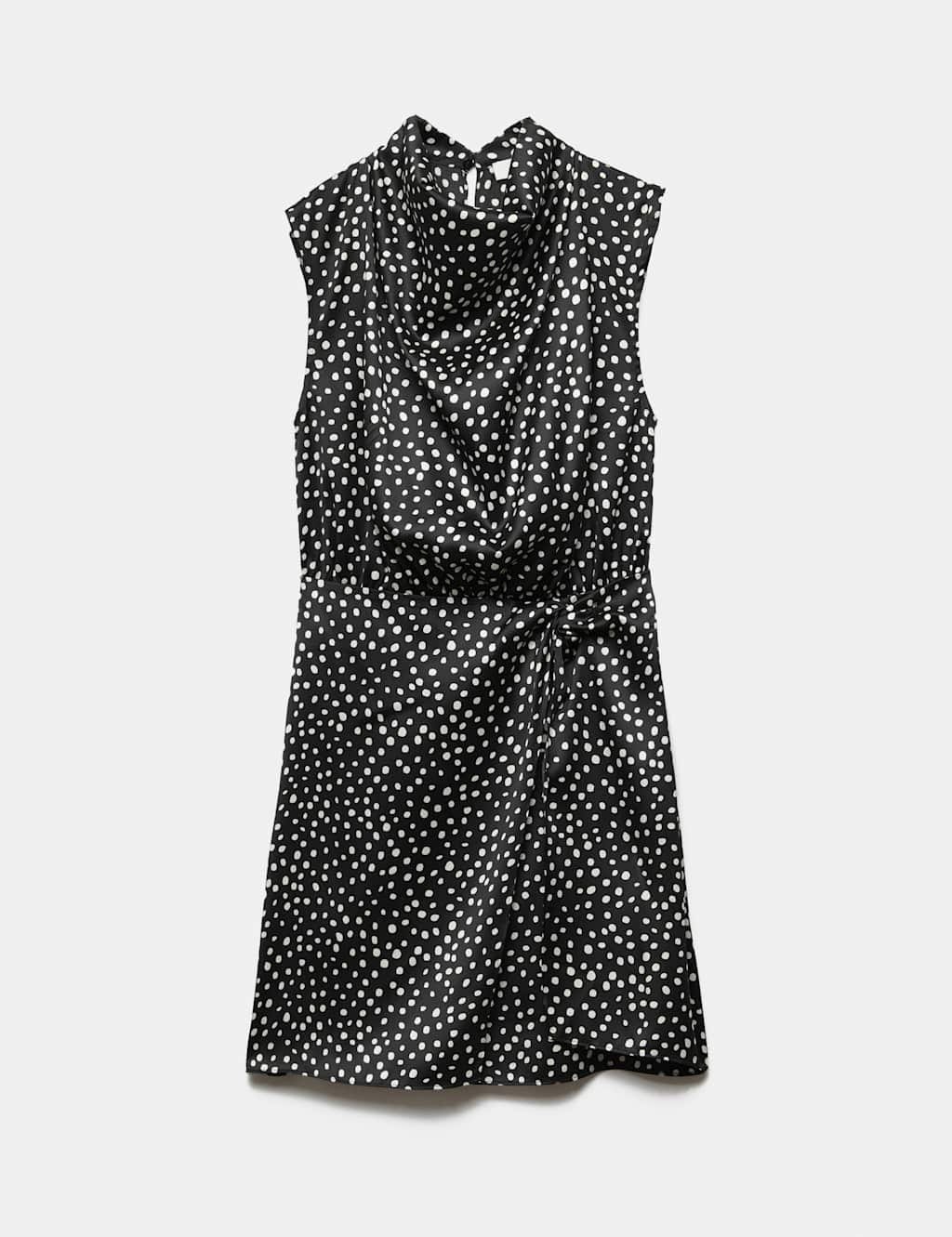 M&S Black Polka Dot Satin Mini Dress