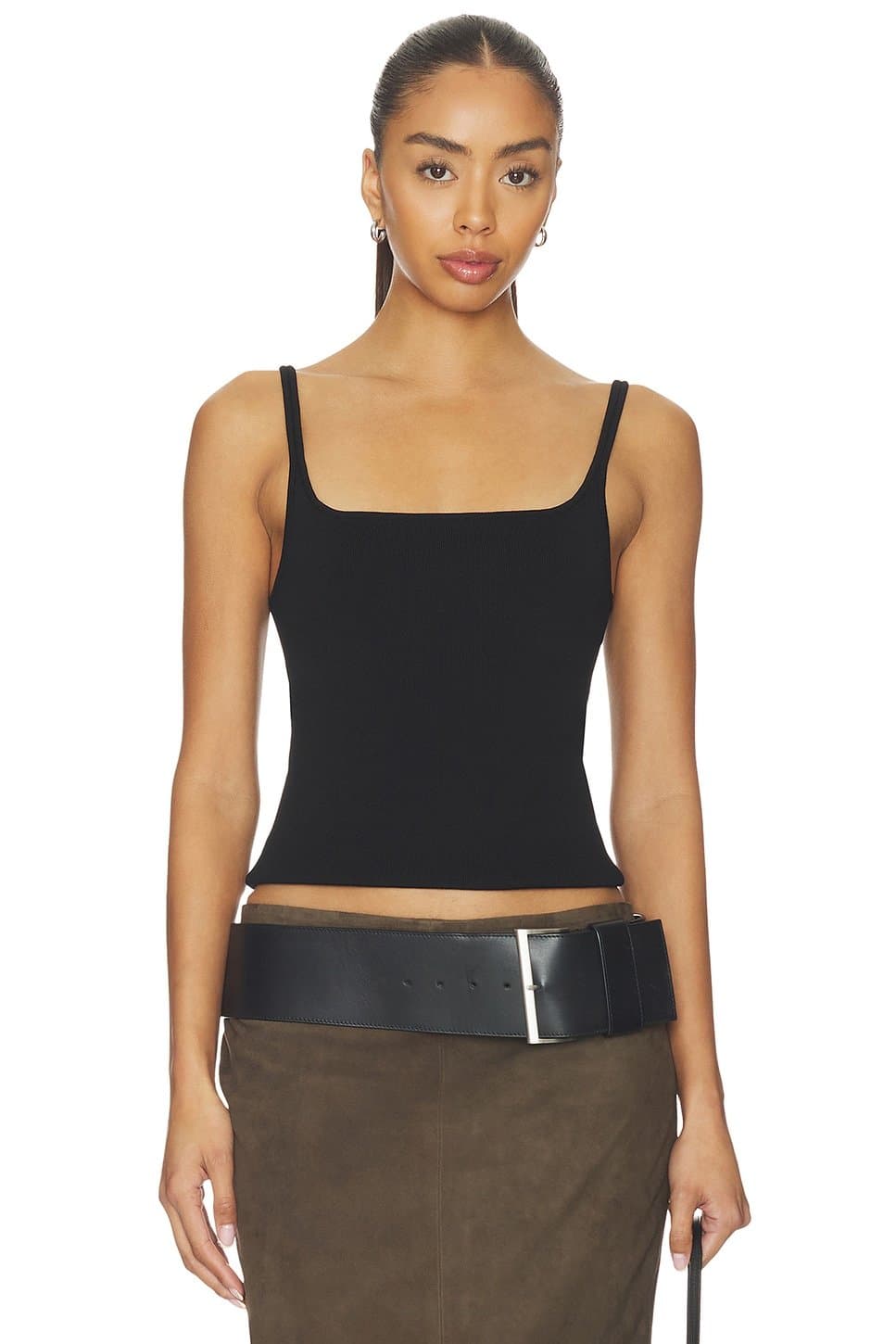 revolve Revolve Black Square Neck Knit Top