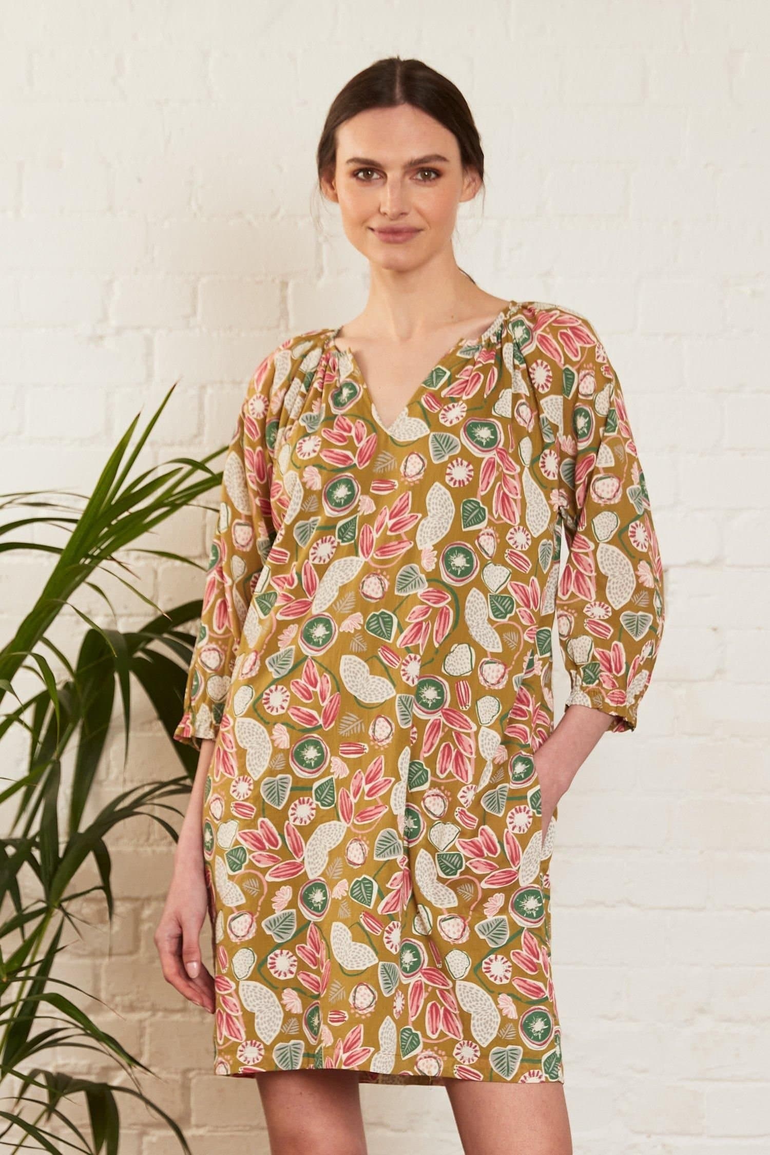 Nomads Clothing Nomads Clothing Women's Cotton Frill Cuff Tunic Dress in Green