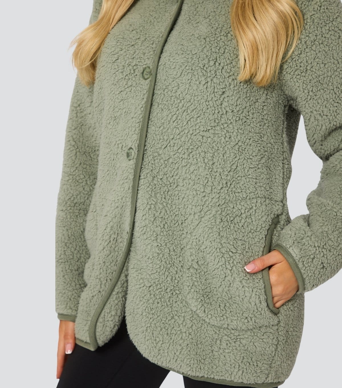 Loungeable Women's Green Borg Hooded Cardigan Loungeable New Look - 4