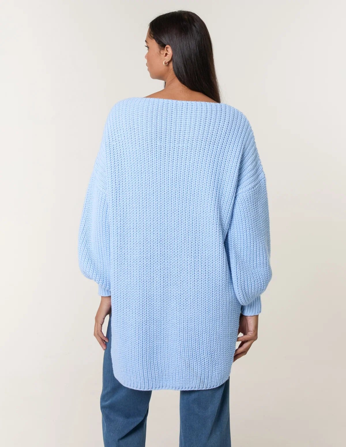 Blue Vanilla V Neck Chunky Jumper - 4