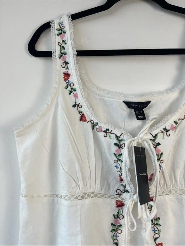 New Look New look - embroidered linen top - size 18 - white