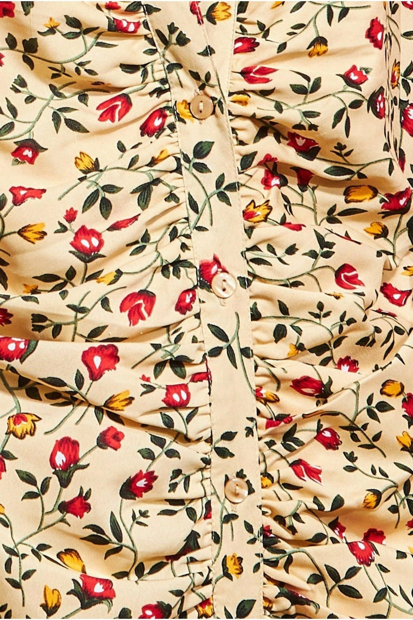 City Goddess City Goddess Women's Floral Print Shirt Dress in Beige - 4