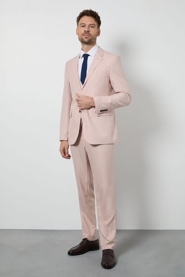 Burton Burton Men's Light Pink Slim Fit Suit Jacket - 3