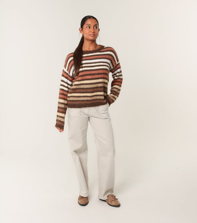 Blue Vanilla Women's Brown Striped Jumper Blue Vanilla New Look - 2
