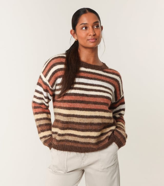 Blue Vanilla Women's Brown Striped Jumper Blue Vanilla New Look - 3