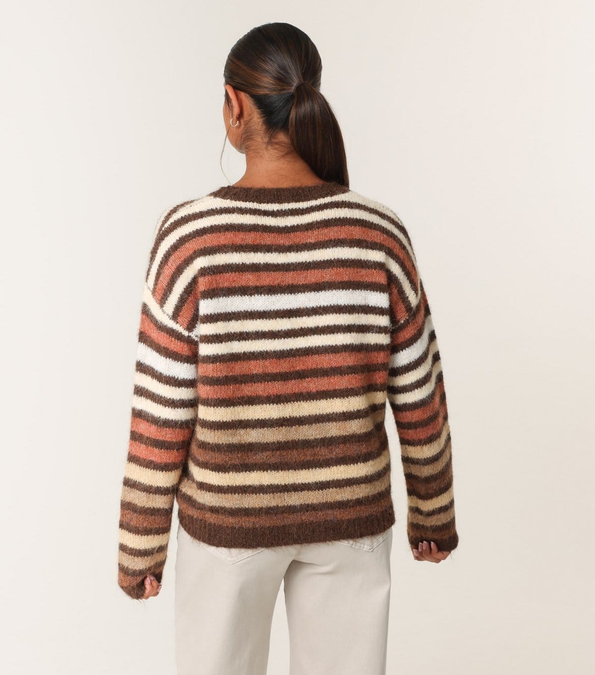 Blue Vanilla Women's Brown Striped Jumper Blue Vanilla New Look - 4
