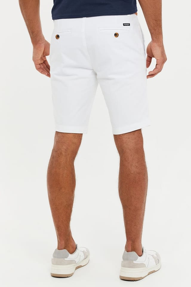 Threadbare Threadbare Men's 'Conta' Cotton Turn-Up Chino Shorts with Woven Belt in White - 2