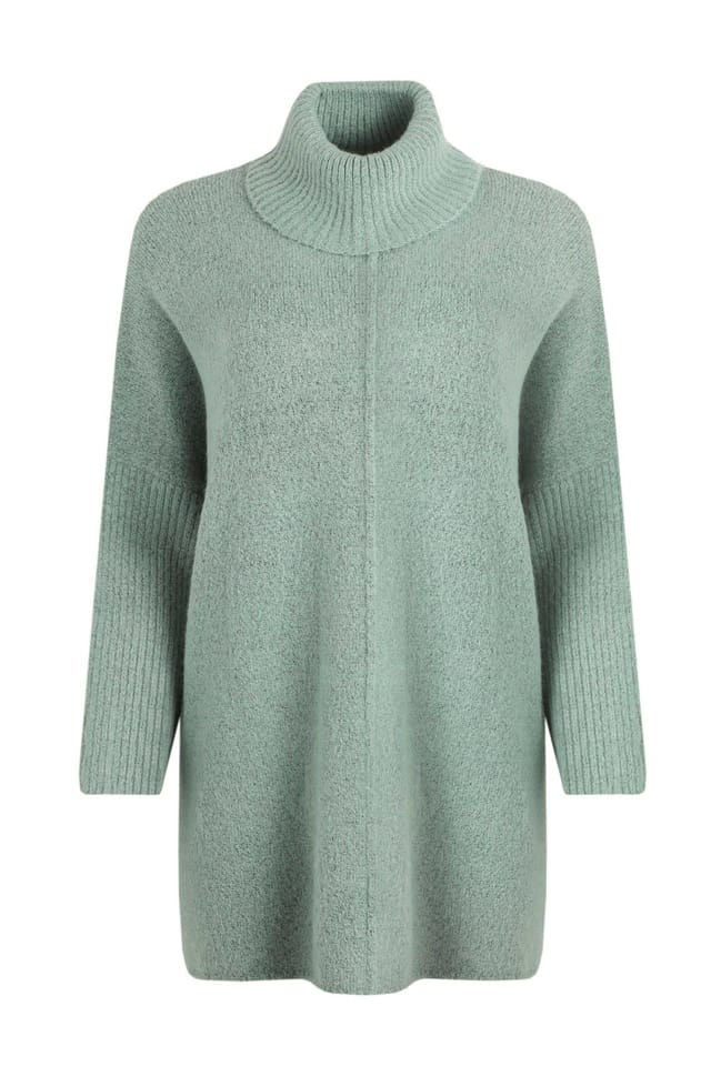 Weird Fish Weird Fish Women's Carolyn Roll Neck Tunic Jumper in Bright Green - 2