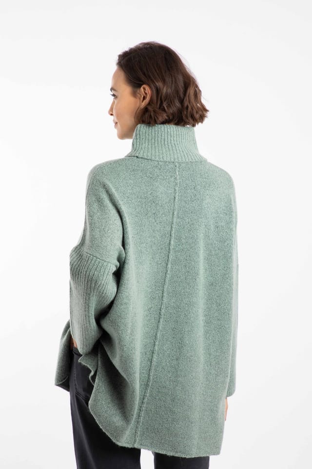 Weird Fish Weird Fish Women's Carolyn Roll Neck Tunic Jumper in Bright Green - 3