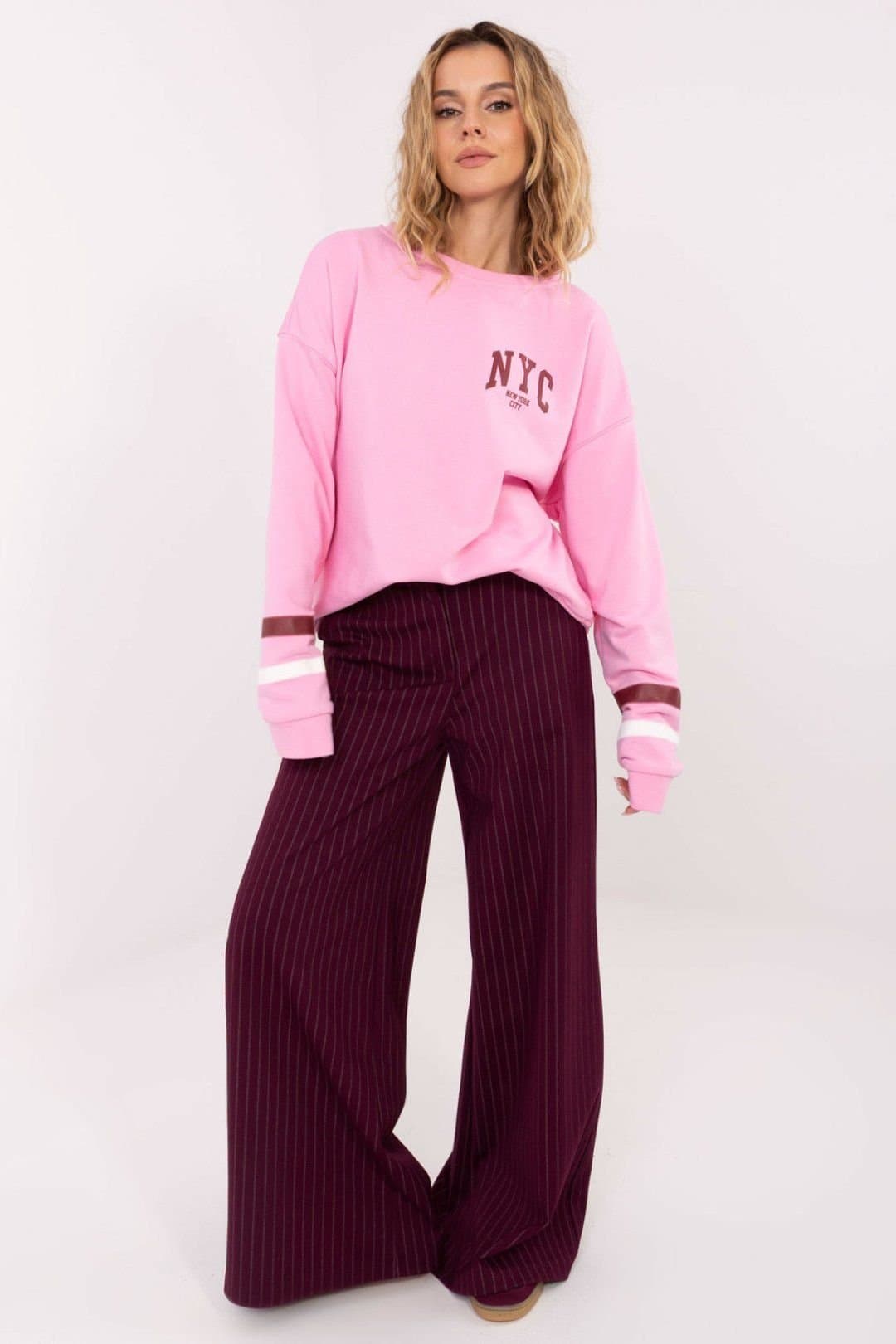 Love Lace Love Lace Women's Loose Fit Cotton Polyester Graphic Sweatshirt in Pink