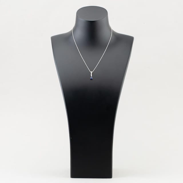 T.H.Baker T.H.Baker Women's 18ct White Gold 0.44ct Pear Cut Sapphire & 0.15ct Brilliant Cut Diamond Necklace 29290 in Silver - 2