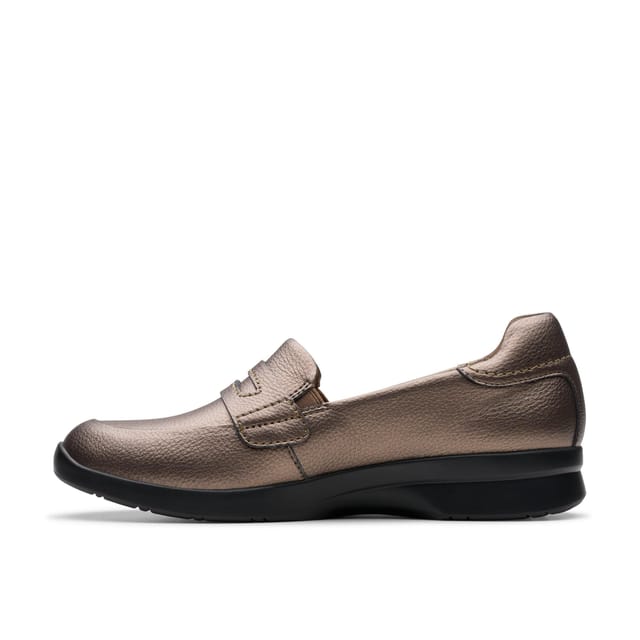 Clarks Clarks Women's Ellowyn Penny Bronze Metallic Loafers, Slip Ons in Metallics - 2