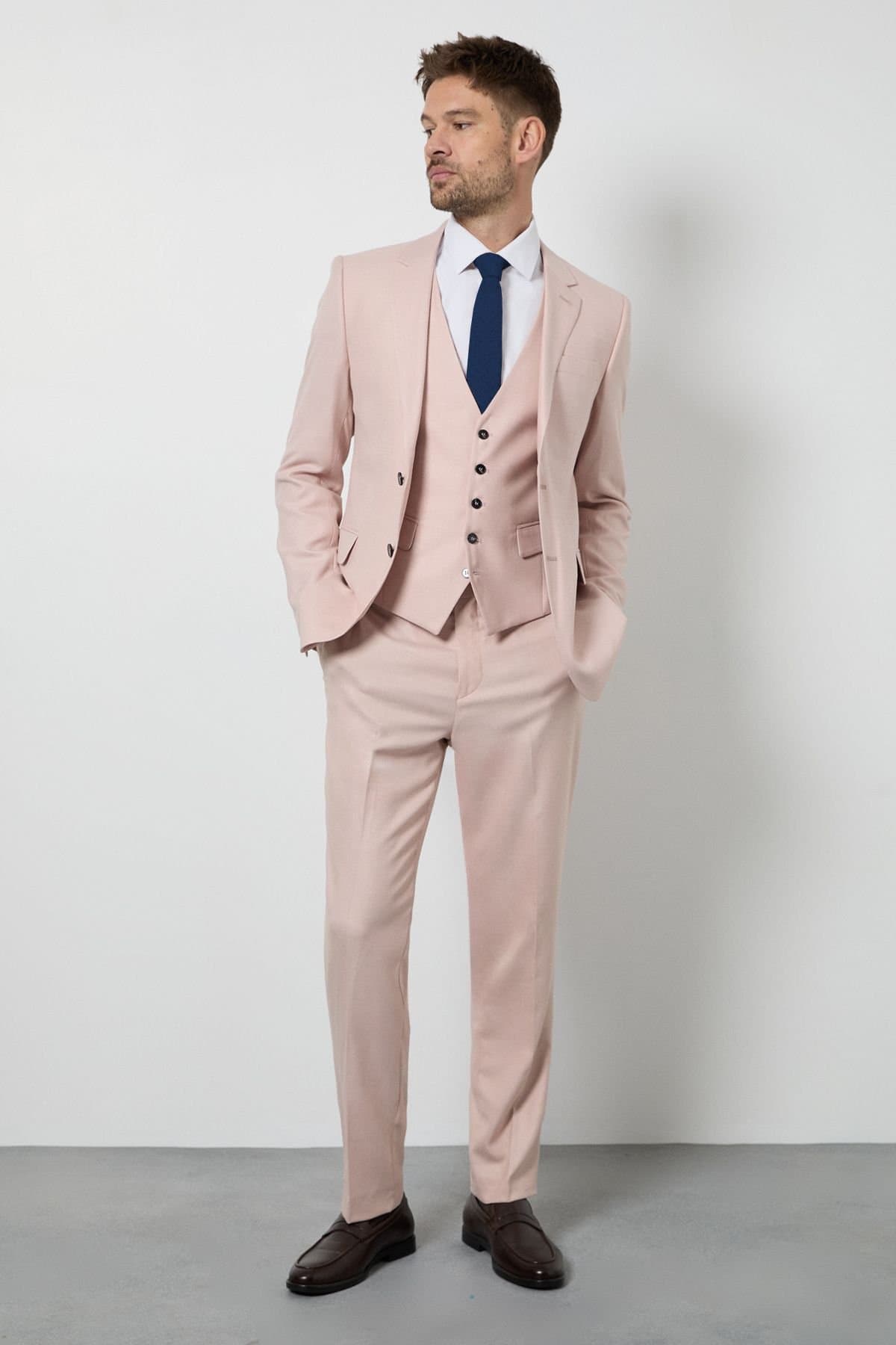 Burton Burton Men's Light Pink Slim Fit Suit Trousers